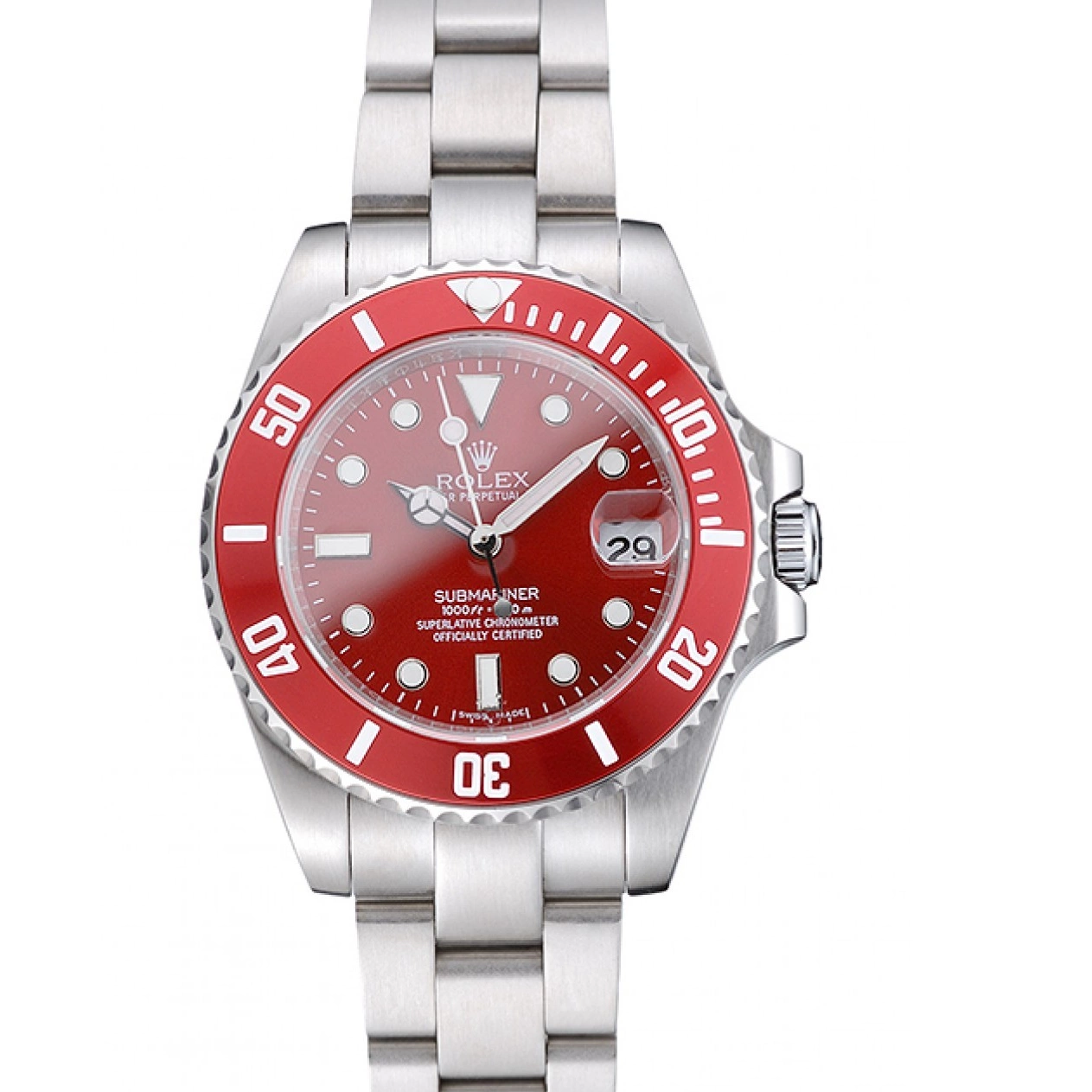 MiroTime 0713 Rolex Submariner Red Dial Stainless Steel Bracelet 1454154